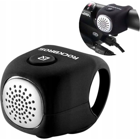 RockBros Dzwonek rowerowy elektroniczny w obudowie silikonowej - czarny Dzwonek rowerowy elektroniczny w obudowie silikonowej - czarny