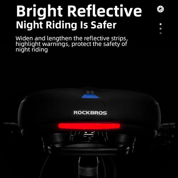RockBros Siodełko rowerowe piankowe PU z odblaskiem - czarno-niebieskie