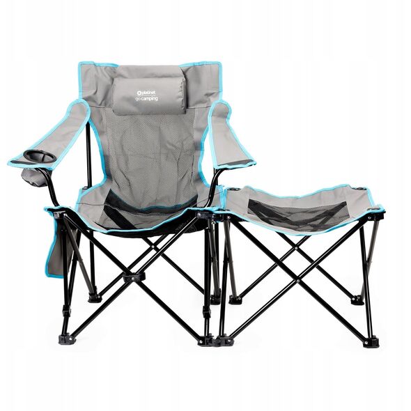 PLATINET CAMPING SET OF 2, FOLDING TABLE/ FOOTREST + CHAIR BLACK BLUE [45907]
