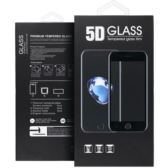 5D Full Glue Tempered Glass - do iPhone 15 czarny