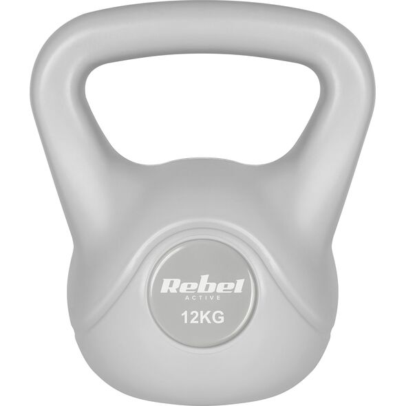 Kettlebell bitumiczny 12 kg szary REBEL ACTIVE