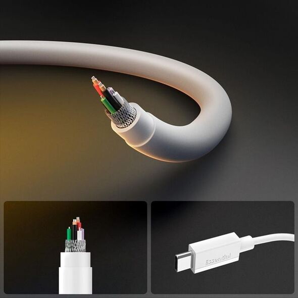 BIAŁY KABEL SPIGEN USB C 2M SZYBKIE ŁADOWANIE, Odporny, Wytrzymały, PD 60W