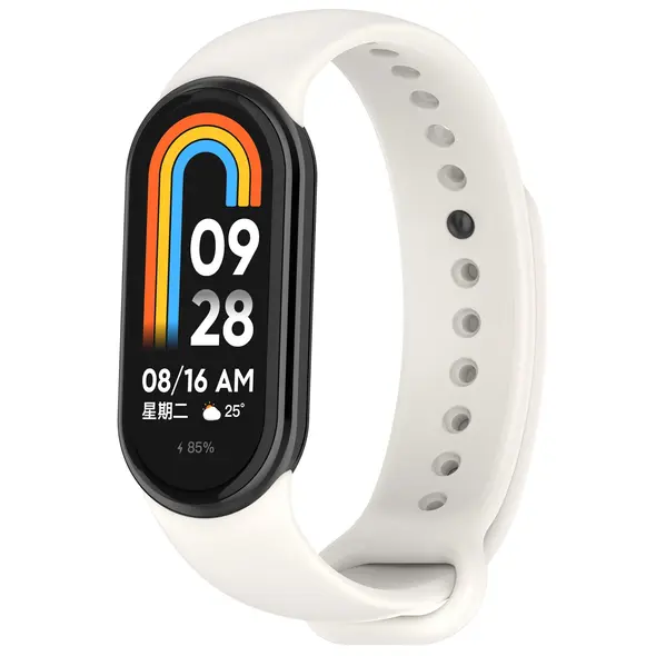 Silikonowy pasek Bizon Strap Watch Silicone do Xiaomi Smart Band 9 / 9 NFC / 8 biały