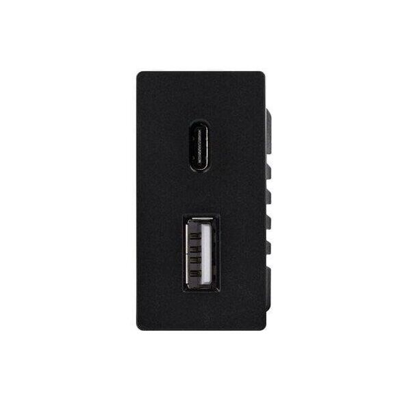 1/2 γρήγορη φόρτιση υποδοχή Feelspot USB+C, χωρίς πλαίσιο, μαύρο, 20W