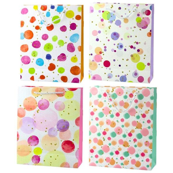 Torba Prezentowa Kropki Akwarelowe Pastelowe  32 × 26 × 10 cm