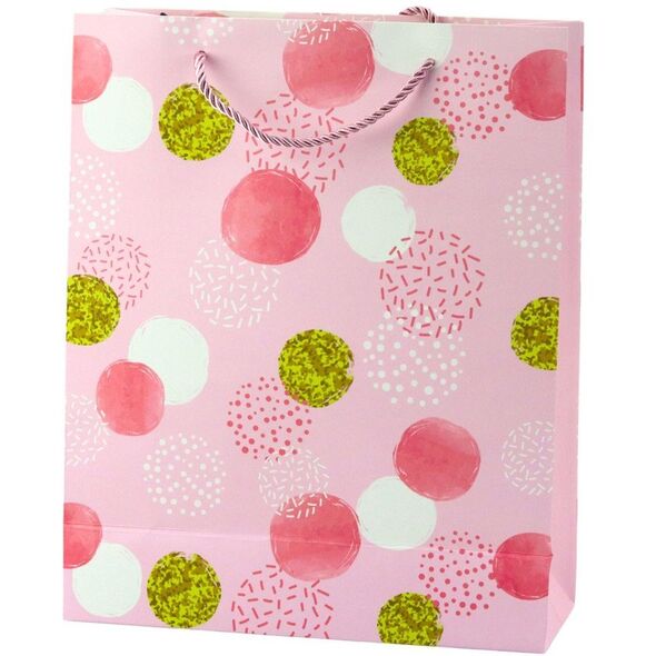 Torba Prezentowa Wzór Złote Kropki Pastelowa  32 × 26 × 10 cm