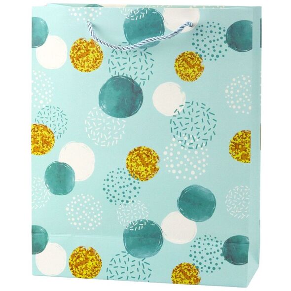 Torba Prezentowa Wzór Złote Kropki Pastelowa  32 × 26 × 10 cm