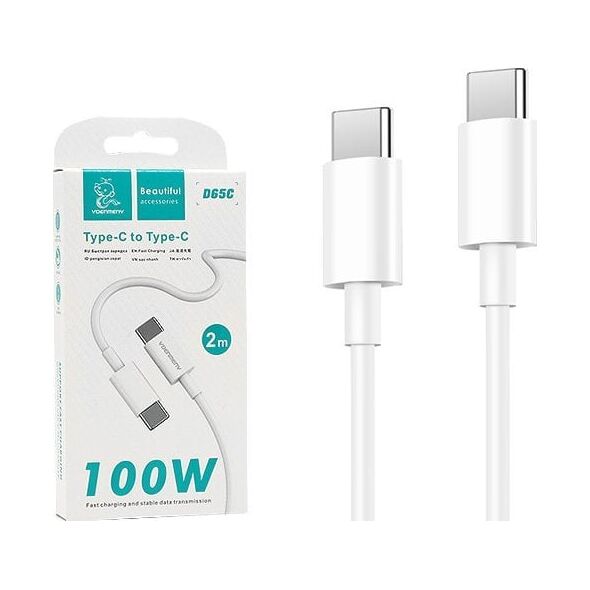 Kabel USB Vega KABEL USB TYP-C DO TYP-C PD USB-C 3,6A DENMEN BIAŁY 2M D65 100W>