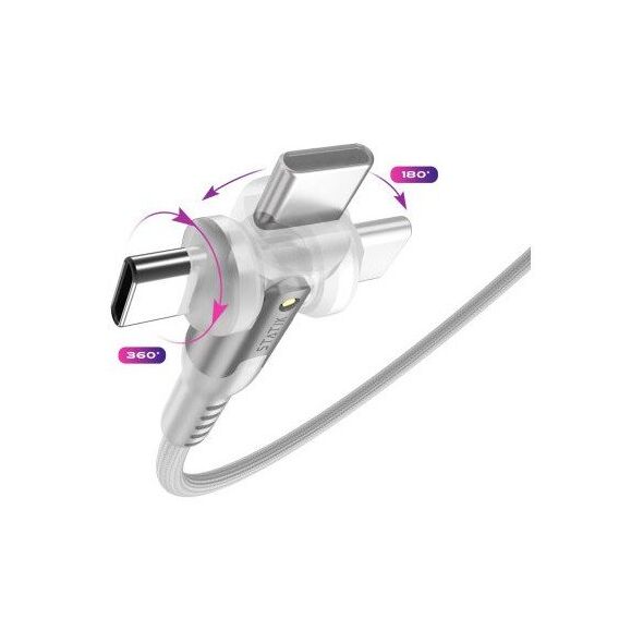 STATIK PowerPivot Pro Νάιλον Πλεκτό Καλώδιο, USB-C σε USB-C, 3m, Λευκό