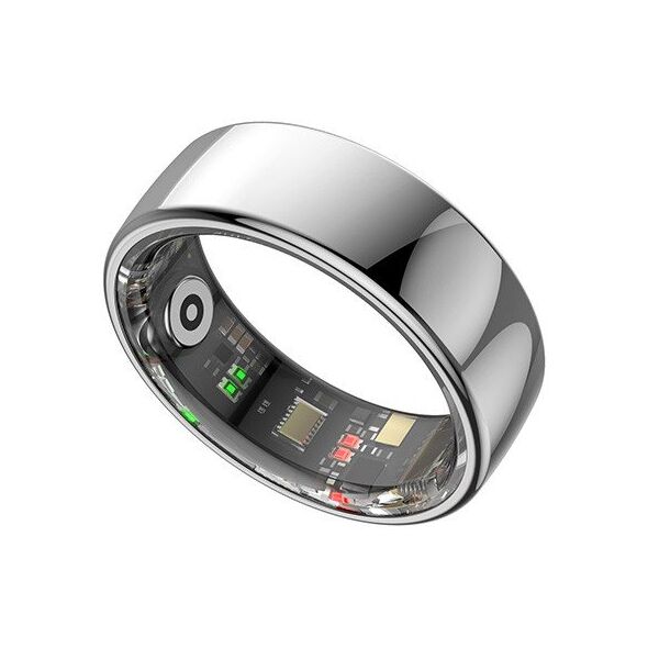 Smart RING PRO ασημί, μετρήστε το άγχος, τον καρδιακό παλμό, παρακολούθηση ύπνου, μέγεθος 12, Powerton