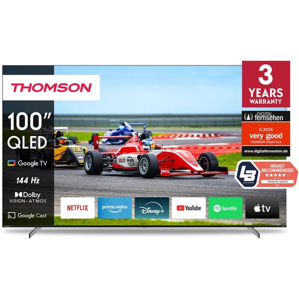 Thomson Q70 Series 100\\" QLED PRO UHD GOOGLE SMART TV 2,54 m (100") 4K Ultra HD Wi-Fi Czarny 400 cd/m²
