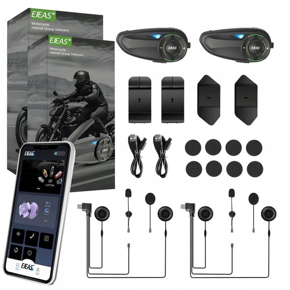 Interkom motocyklowy EJEAS Q8 Mesh 3.0 Wydajna komunikacja 6 osób 1000m230h