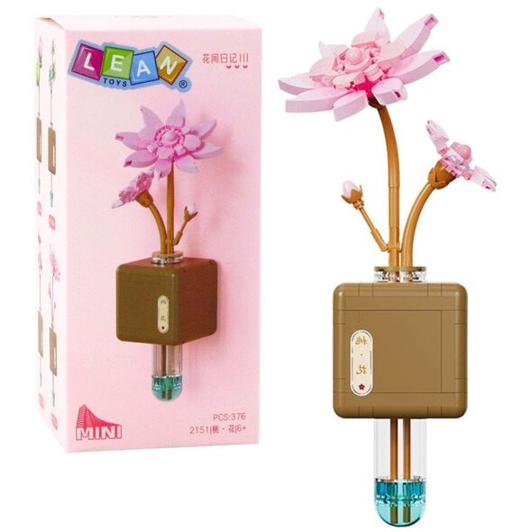 Klocki Konstrukcyjne Kwiat Lotosu Różowy W Fiolce 376 el. LEAN Toys