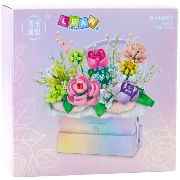 Klocki Konstrukcyjne Kompozycja W Pudełku Box Kwiatowy Fioletowy LED 706el. LEAN Toys