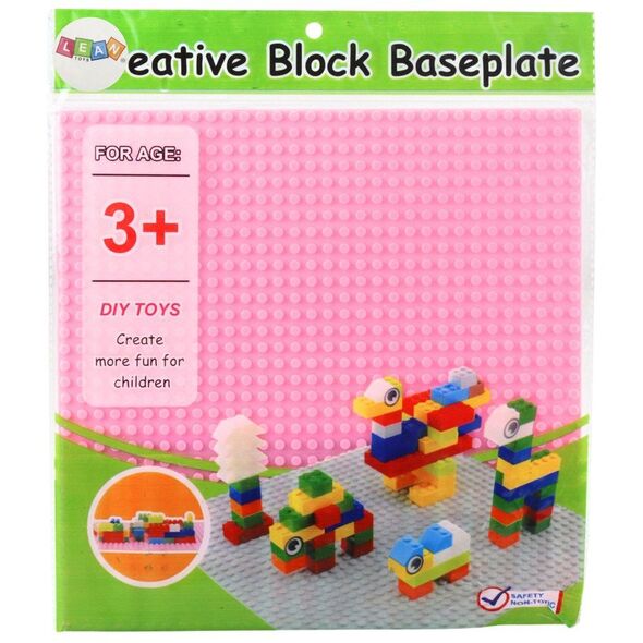 Płyta Plansza Konstrukcyjna Do Klocków Budowania Różowa 25,5x25,5 cm LEAN TOYS