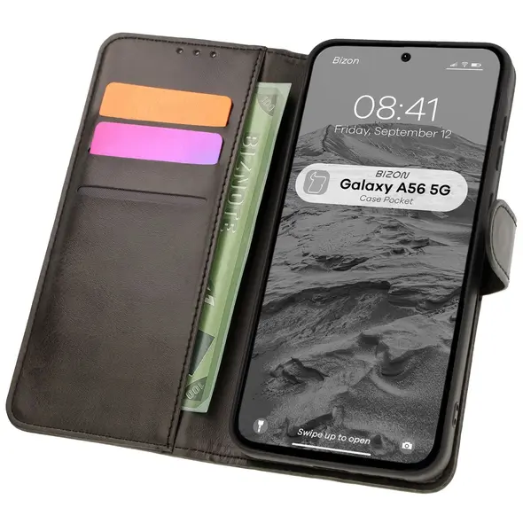Etui z klapką Bizon Case Pocket do Samsung Galaxy A56 5G czarne