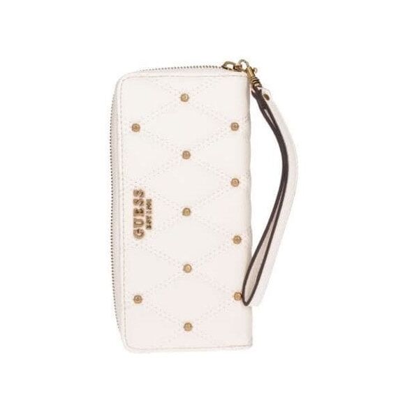Πορτοφόλι Guess, Guess, Υφασμάτινο, SLG Large Zip, SWQS8553460, Ivory, Για Γυναίκες Για Γυναίκες