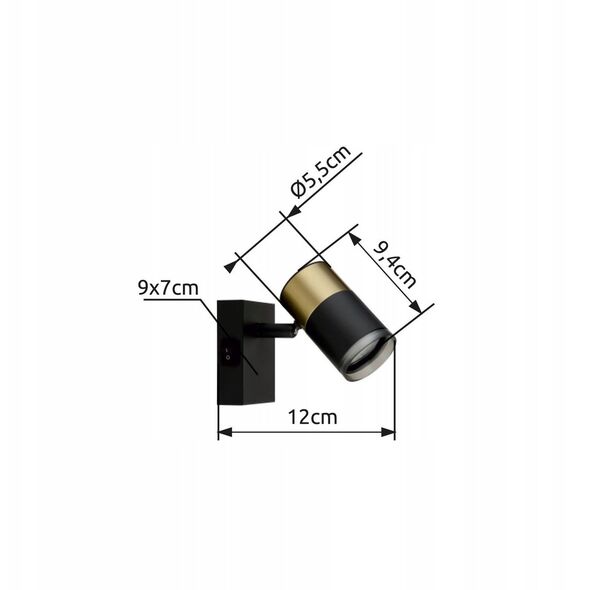Spotlight GLOBO BRISBON, 1xGU10 max 1x25W, black/copper color. 7x9x12cm