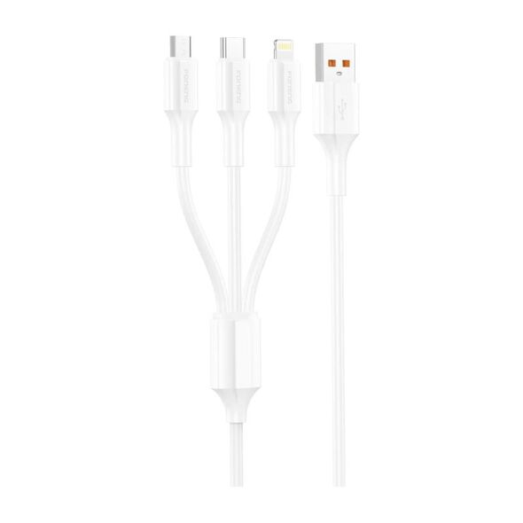 Καλώδιο Σύνδεσης USB 2.0 Foneng XS01 3in1 USB A σε micro USB & USB C & Lightning 3A 1.2m Λευκό 6970462512240 6970462512240 έως και 12 άτοκες δόσεις