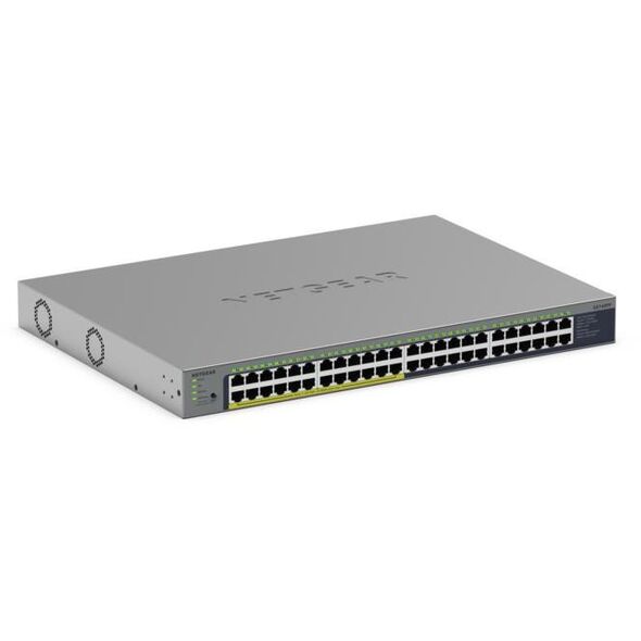 NETGEAR GS748PP - Switch - unmanaged - 24 x 10/100/1000 + 24 x 10/100/1000 (PoE+) - Desktop, wandmontierbar - PoE+ (380 W)