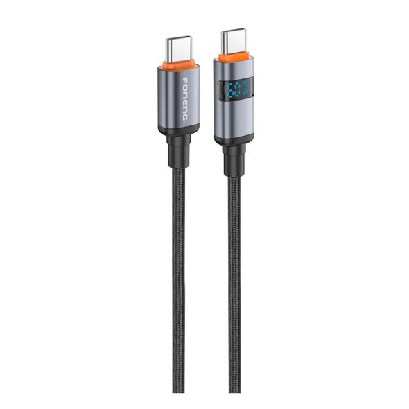 Καλώδιο Σύνδεσης USB 2.0 Foneng X116 Power Display Aluminum Alloy Braided USB C σε USB C 60W 1.2m Μαύρο 6970462510741 6970462510741 έως και 12 άτοκες δόσεις
