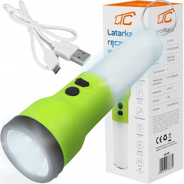 Latarka LTC LATARKA LAMPKA LED 2w1 AKUMULATOROWA USB UCHWYT