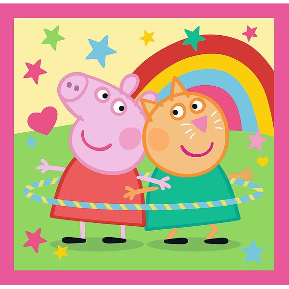 Trefl Puzzle 3w1 Świnka Peppa, Peppa i przyjaciele - łącznie 106 elementów (34873)