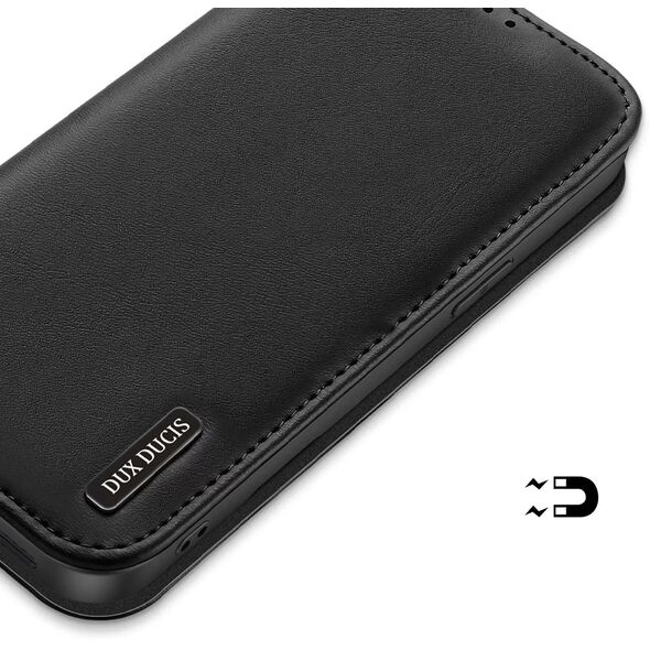 Etui ochronne do iPhone 16e Dux Ducis Hivo z klapką i ochroną RFID - czarne
