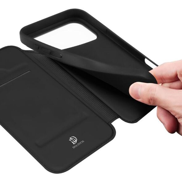 Etui Dux Ducis Skin Pro na iPhone 17 Pro z klapką i miejscem na kartę - czarne