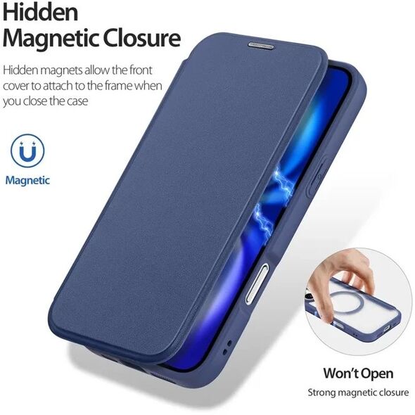 Etui Dux Ducis Skin X Pro na iPhone 17 z portfelem, kompatybilne z MagSafe – niebieskie