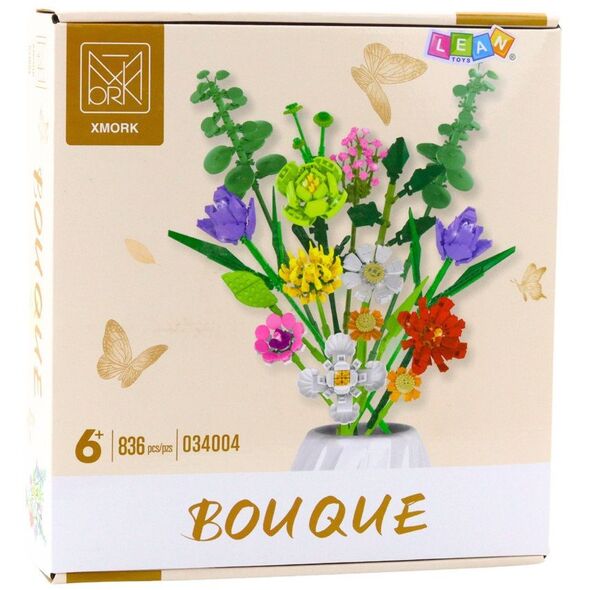 Klocki Konstrukcyjne Dekoracyjny Bukiet Kwiaty Kolorowe 836 el. LEAN Toys