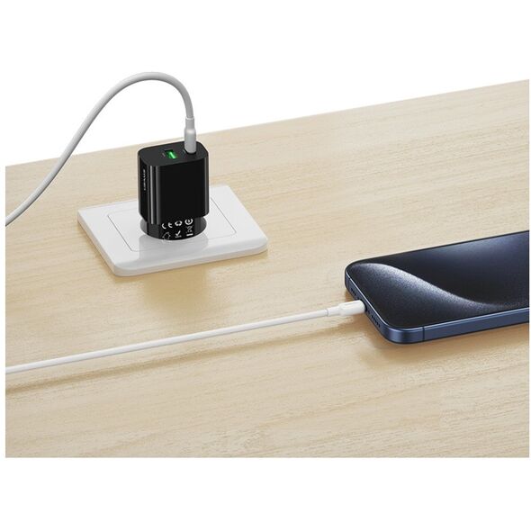 Ładowarka sieciowa 25W 1xUSB-C 1xUSB-A Fast Charging Czarna