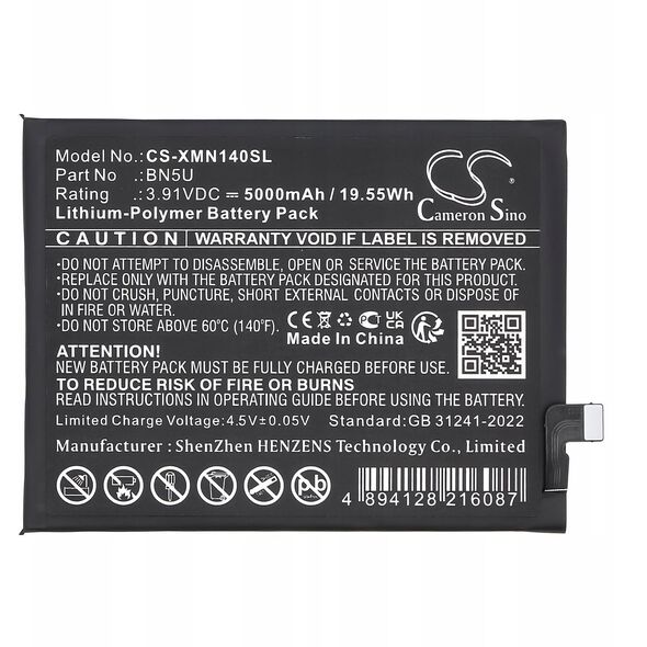 Akumulator Bateria Bn5u Do Xiaomi 24094rad4c Redmi Note 14 5g Poco M7 Pro / Cs-xmn140sl