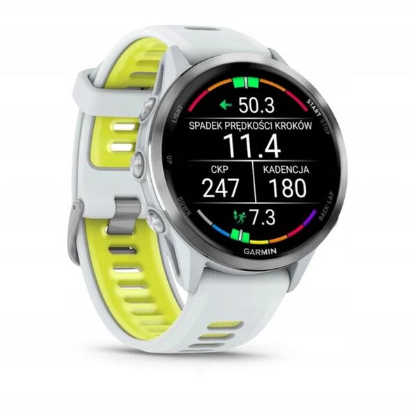 Garmin Forerunner® 970 Titanium with Whitestone Case and Whitestone/Translucent Amp Yellow Band