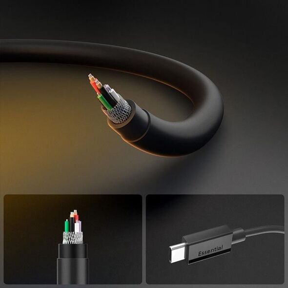 CZARNY KABEL SPIGEN USB C 1M SZYBKIE ŁADOWANIE, Odporny, Wytrzymały, PD 60W