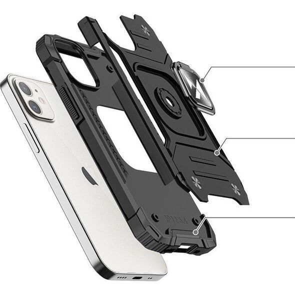Wozinsky Wozinsky Ring Armor etui iPhone 14 pancerny hybrydowy pokrowiec + magnetyczny uchwyt czarny