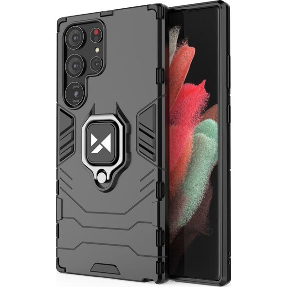 Wozinsky Wozinsky Ring Armor etui Samsung Galaxy S23 Ultra pancerny pokrowiec uchwyt magnetyczny ring czarne