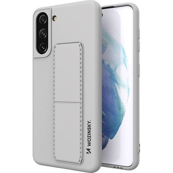 Wozinsky Wozinsky Kickstand Case elastyczne silikonowe etui z podstawką Samsung Galaxy S21+ 5G (S21 Plus 5G) szary