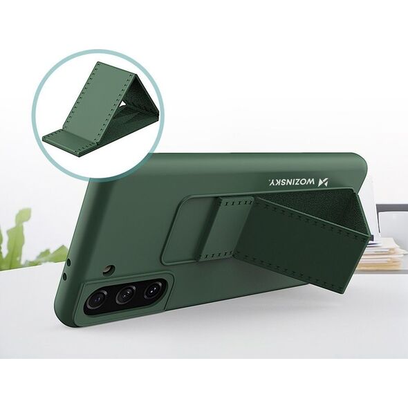 Wozinsky Wozinsky Kickstand Case elastyczne silikonowe etui z podstawką Samsung Galaxy S21+ 5G (S21 Plus 5G) szary