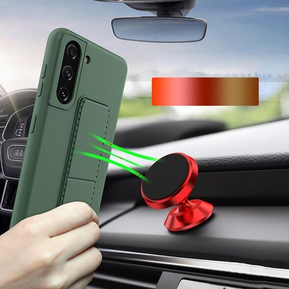 Wozinsky Wozinsky Kickstand Case elastyczne silikonowe etui z podstawką Samsung Galaxy S21+ 5G (S21 Plus 5G) szary