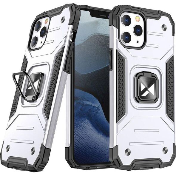 Wozinsky Wozinsky Ring Armor pancerne hybrydowe etui pokrowiec + magnetyczny uchwyt iPhone 13 srebrny