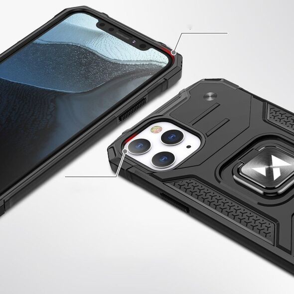 Wozinsky Wozinsky Ring Armor pancerne hybrydowe etui pokrowiec + magnetyczny uchwyt iPhone 13 srebrny