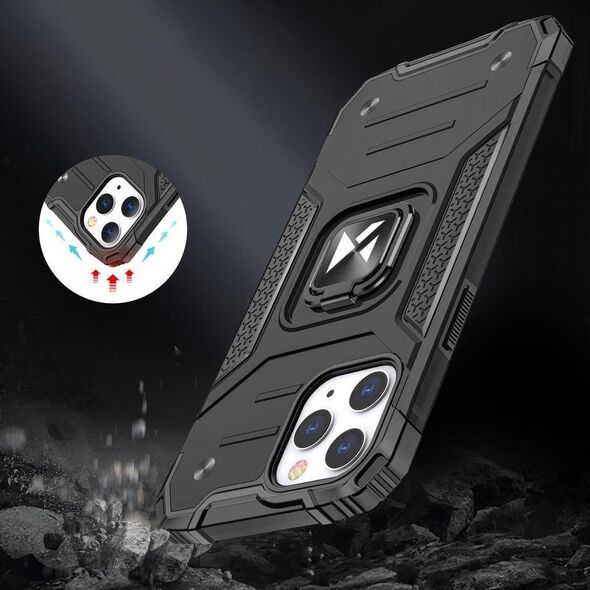 Wozinsky Wozinsky Ring Armor pancerne hybrydowe etui pokrowiec + magnetyczny uchwyt iPhone 13 srebrny