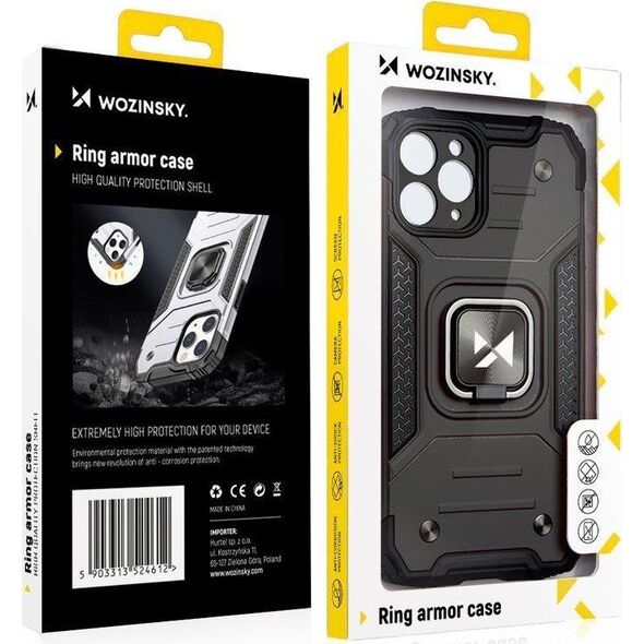 Wozinsky Wozinsky Ring Armor pancerne hybrydowe etui pokrowiec + magnetyczny uchwyt iPhone 13 srebrny