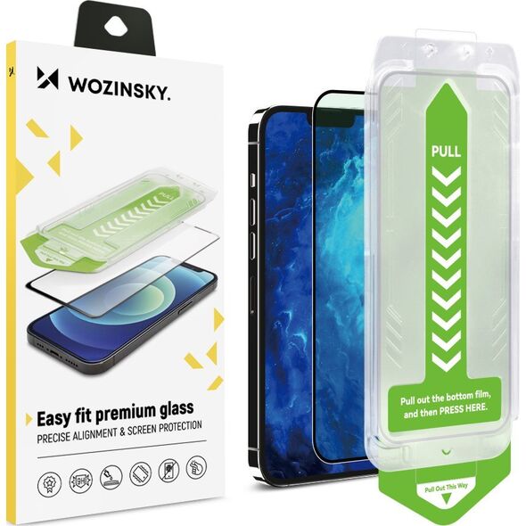 Wozinsky Szkło hartowane 9H z ramką montażową do iPhone 14 Wozinsky Premium Glass - czarne