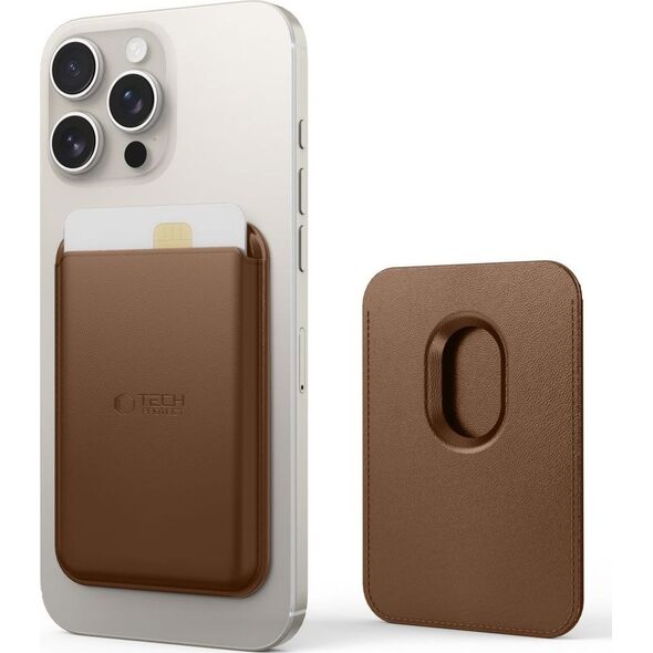 TECH-PROTECT MAGWALLET MAGSAFE UNIVERSAL MAGNETIC CARD HOLDER BROWN