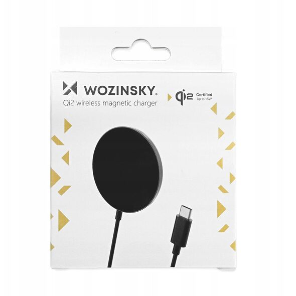 Ładowarka indukcyjna magnetyczna Wozinsky 15W bezprzewodowa Qi2  - czarna