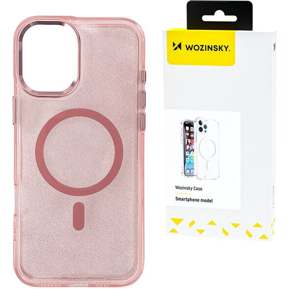 Etui Wozinsky Glitter Case z Mag Safe na Samsung Galaxy S25 Ultra - różowe z brokatem