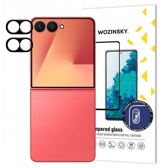 Czarne szkło na aparat Wozinsky Full Camera Glass na Samsung Galaxy Z Flip 7, zestaw 2 sztuk