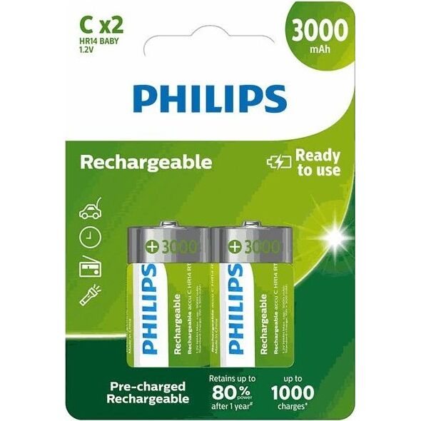 Philips 2x AKUMULATOR R14 C 3000MAH PHILIPS R14B2A300/10